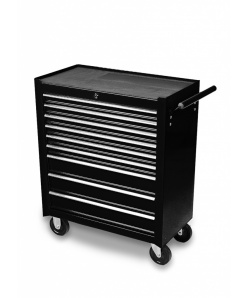 Montážny servisný dielenský vozík náradie 9 ZÁSUVIEK na ložiskách - Čierný