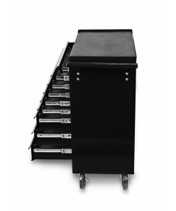 Montážny servisný dielenský vozík náradie 9 ZÁSUVIEK na ložiskách - Čierný